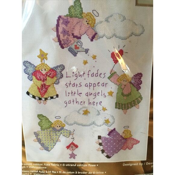 VTG JANLYNN Little Angels Counted Cross Stitch Kit by Holly Witt 1999 SEALED - Picture 2 of 5
